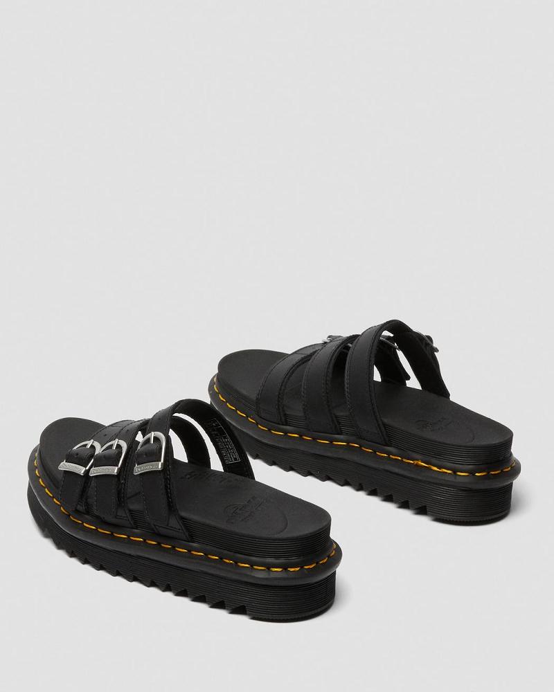 Dr Martens Blaire Lær Slidesandaler Dame Svarte | Norge 473ILH